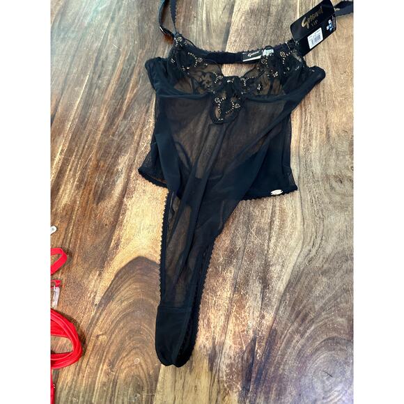 NWT Gossard Women's Black Feeling Butterflies Mesh Bodysuit Size 32C - Picture 2 of 14